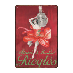 old advertising plaque ricqles alcohol de mint