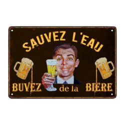 beer old advertising plaque humor in metal