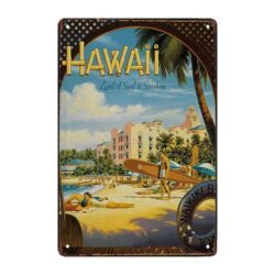 metal aluminum hawaii surf plaque