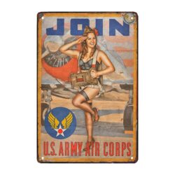 vintage army pin up metal plate