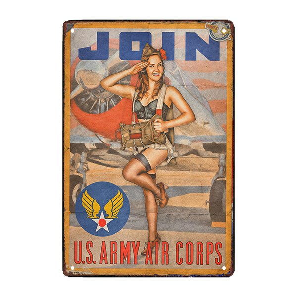 vintage army pin up metal plate vintage army pin up metal plate