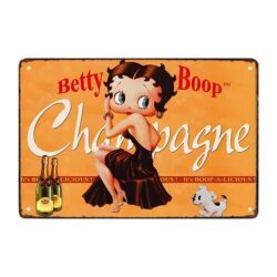 metal plate betty boop champagne