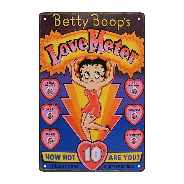 betty boop love meter metal plaque betty boop love meter metal plaque