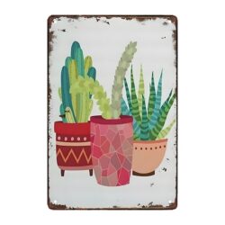 metal plate cactus terracotta
