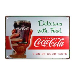 metal coca cola delicious refreshing plate