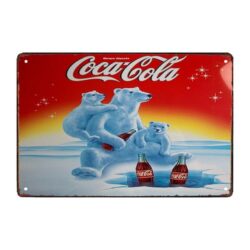 metal coca cola polar bear plate