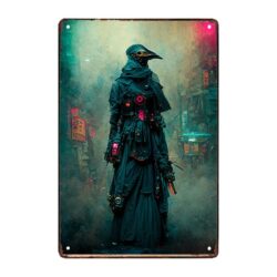 metal cyberpunk plaque