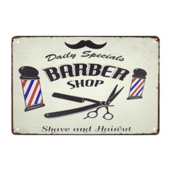 metal plate deco barber shop