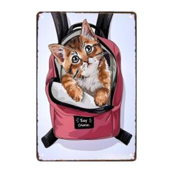 metal deco cat plaque
