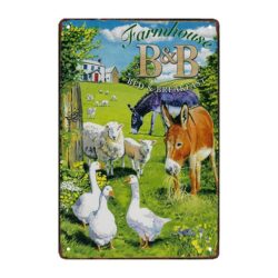 metal plate deco vintage farm animals