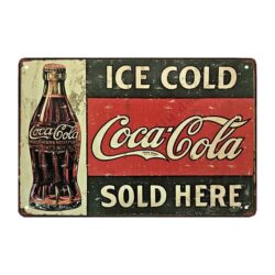 metal plate green background coca cola