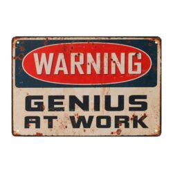genius at work metal plaque