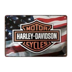 metal plate harley davidson and american flag