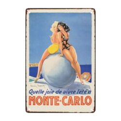 old advertising plaque what the joy of living in monte carlo