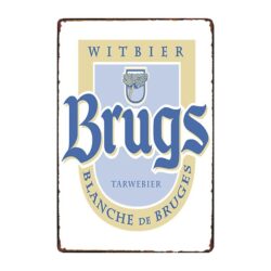 white advertising plate of bruges