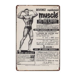 bodybuilding advertising plate in metal deco