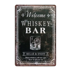 metal whiskey advertising plate
