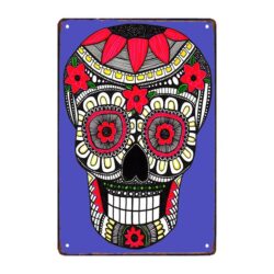 vintage skull head advertising plate