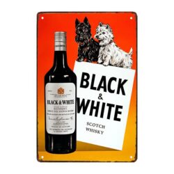 whiskey black and white advertising plate