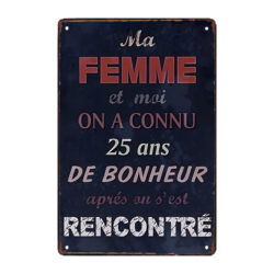 humorous metal plaque about marriage