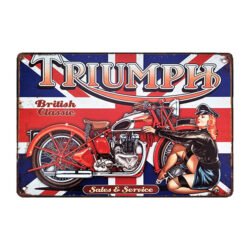 metal motorcycle plaque with woman on it