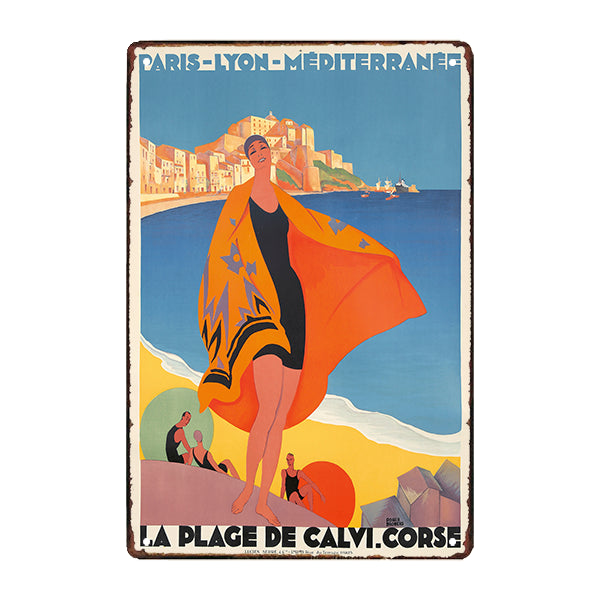 metal plaque paris lyon mediterranean roger broders beach calvi metal plaque paris lyon mediterranean roger broders beach calvi