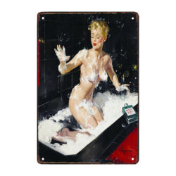 metal plate pin up 50s bathroom
