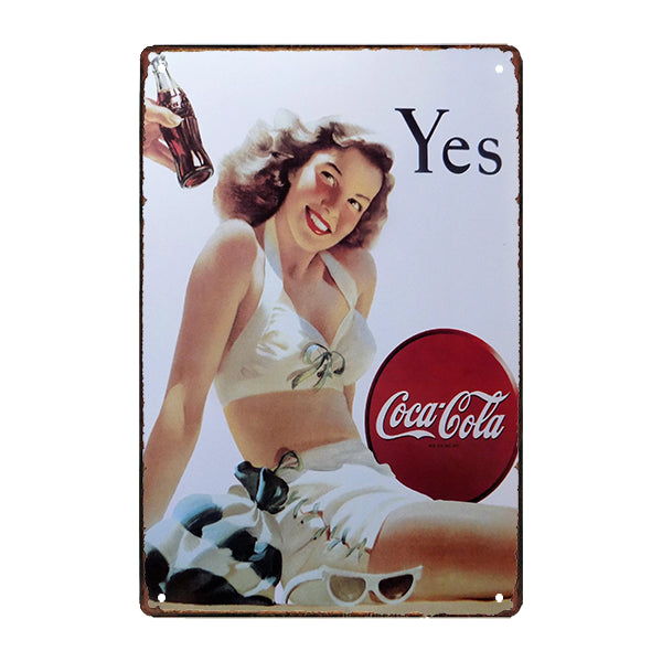 coca cola pin up metal plaque coca cola pin up metal plaque