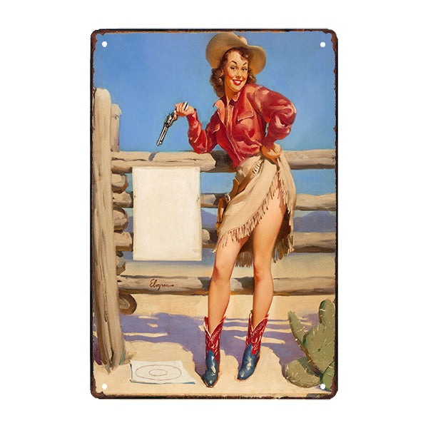 metal plate pin up cowgirls metal plate pin up cowgirls