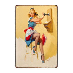 metal pin up plaque elvgren
