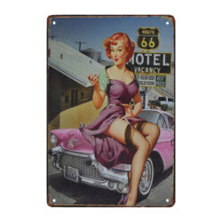 pin up metal plate and usa car