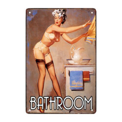 metal pin up bathroom plaque