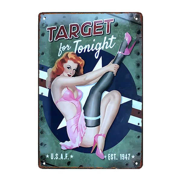 pin up target for tonight metal plaque pin up target for tonight metal plaque