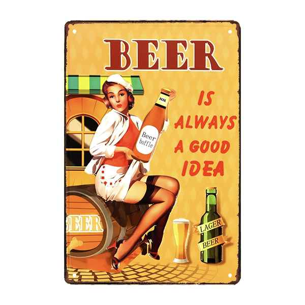 pinup vintage beer metal plaque pinup vintage beer metal plaque