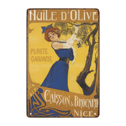 metal plate advertising olive oil