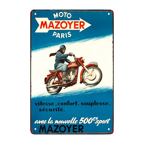 vintage metal plaque advertising motorcycle mazoyer vintage metal plaque advertising motorcycle mazoyer