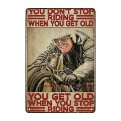 metal plaque advertising motorcycle rider