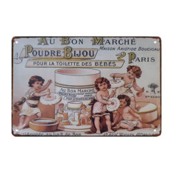 bathroom advertising metal plaque