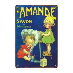 metal plaque advertising almond soap