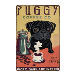 pug coffee metal plate