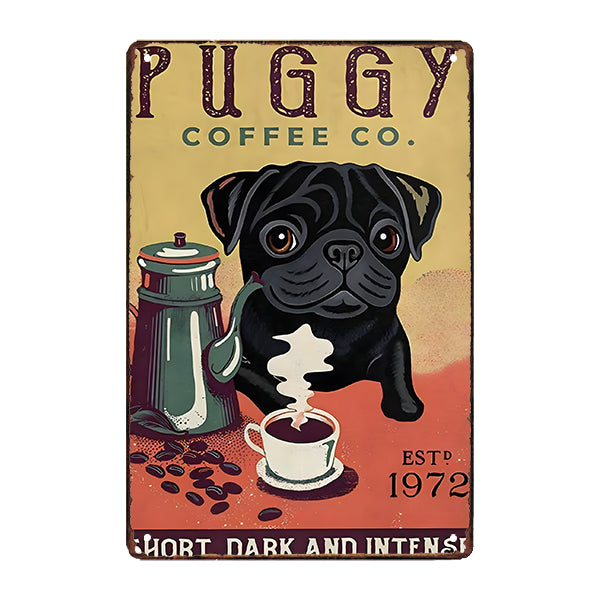 pug coffee metal plate pug coffee metal plate