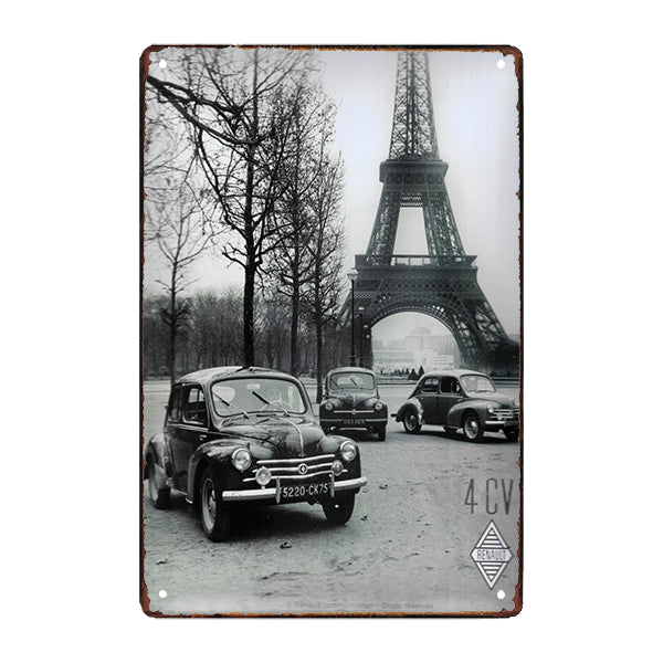 metal plate renault 4cv eiffel tower metal plate renault 4cv eiffel tower