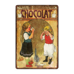 retro chocolate metal plate