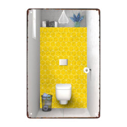 yellow metal bathroom plate
